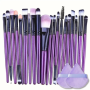 Ensemble de 20 Pinceaux de Maquillage avec Sac et Éponge Offerte Violet