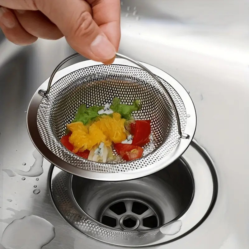 Filtre d’Évier en Acier Inoxydable avec Poignée - Attrape-Cheveux et Débris pour Cuisine, Salle de Bain et Douche