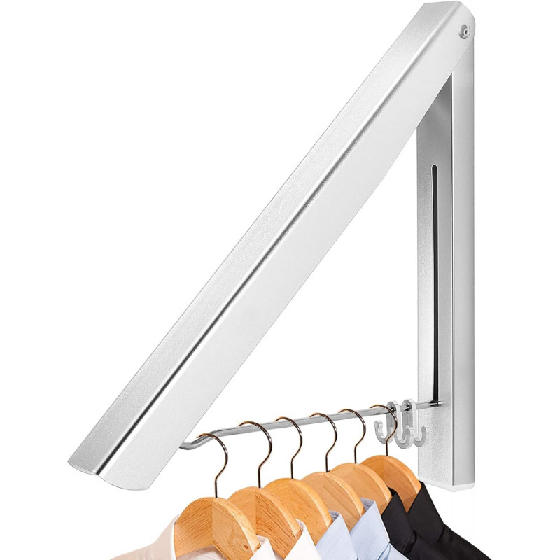 Étendoir Mural Pliable en Aluminium - Cintre Rétractable, Séchage et Rangement Gain de Place pour Chambre, Salle de Bain, Balcon
