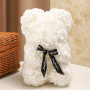 Ours en rose artificielle blanc - Fait main, ruban noir, cadeau romantique pour Saint-Valentin, mariage, anniversaire