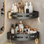 Lot de 2 étagères d’angle douche, Support adhésif sans perçage, rangement mural salle de bain, organisateur shampoing