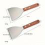 Lot de 2 spatules en acier inoxydable - Manche en bois, bord droit, outils de cuisine et grillade polyvalents