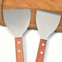 Lot de 2 spatules en acier inoxydable - Manche en bois, bord droit, outils de cuisine et grillade polyvalents