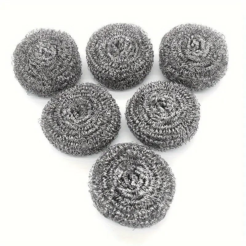 Lot de 6 éponges en acier inoxydable – Nettoyage puissant, réutilisables, non-éraflantes, idéales cuisine & vaisselle