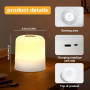 Lampe de Chevet LED Tactile – Veilleuse RVB 16 Couleurs, Rechargeable USB, Minuteur, Lumière Douce pour Chambre, Salon, Camping