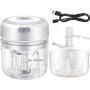 Hachoir Électrique 250ml Blanc – Rechargeable USB, Lames Inox, Mini Mixeur Multifonction, Facile à Nettoyer, Cuisine Compacte
