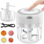 Hachoir Électrique 250ml Blanc – Rechargeable USB, Lames Inox, Mini Mixeur Multifonction, Facile à Nettoyer, Cuisine Compacte