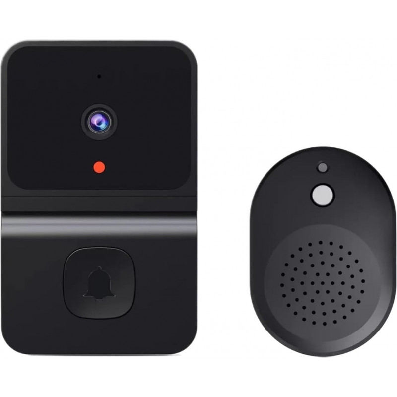 Caméra de Sonnette Vidéo HD 1080P Noir – WiFi, Détection de Mouvement, Vision Nocturne, Interphone à Distance, Batterie