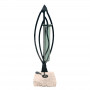 Vase décoratif en métal et verre | Support design moderne avec tube en verre | Déco élégante pour salon, bureau ou table