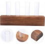 Support Hydroponique Tube à Essai pour Plantes – Pot de Fleur en Verre et Bois, Vase Décoratif Bureau, Conteneur de Composition