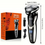Rasoir Électrique 3-en-1 Homme – Tondeuse Nez & Barbe, Lame 3D, USB Rechargeable, Écran LED, Mini Rasoir Portable avec Base