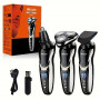 Rasoir Électrique 3-en-1 Homme – Tondeuse Nez & Barbe, Lame 3D, USB Rechargeable, Écran LED, Mini Rasoir Portable avec Base