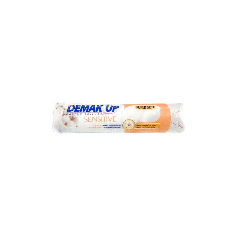 DEMAK’UP Cotton Secs Sensitive Ronds, Pour Peau Sensible, Nettoyage Doux 64 Unités