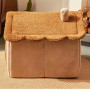 Maison pour chat douce en peluche avec coussin Brun, taille M