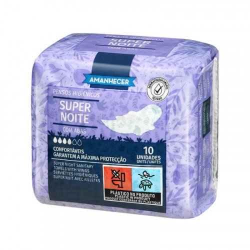 AMANHECER 10 Pansements hygiéniques Super Nuit avec ailes