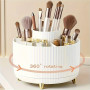 Organisateur Maquillage Rotatif 360° OUVRÉS – 5 Compartiments, Rangement Pinceaux, Soins, Rouge à Lèvres, Plastique Durable