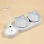 Distributeur d'eau +2 bols pour chats - Plastique gris clair, idéal pour nourriture et eau