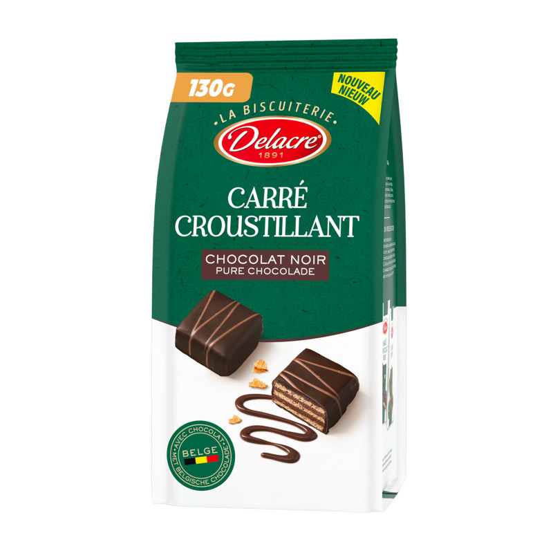 Delacre Biscuits chocolat noir carré croustillant 130g