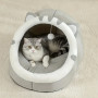 Grand lit grotte pour chat en peluche - Taille L - Gris