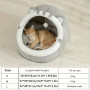 Grand lit grotte pour chat en peluche - Taille L - Gris