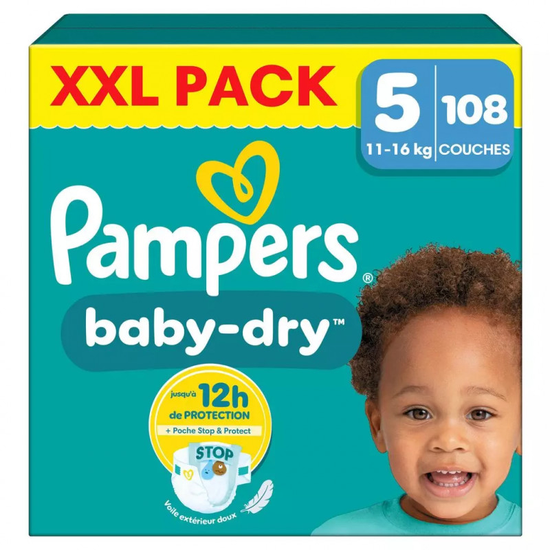 PAMPERS Baby-Dry Couches taille 5 (11-16kg) 108 couches