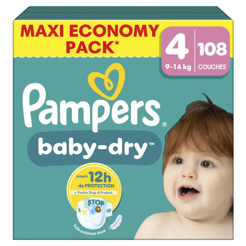 PAMPERS Baby-Dry Couches taille 4 (9-14kg) 108 couches