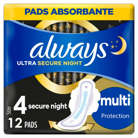 Always Ultra Serviettes Hygiéniques taille 4 Secure Night, 12 pads