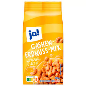 JA! Mélange noix de cajou et cacahuètes au miel et sel 200g – Snack gourmand et croquant