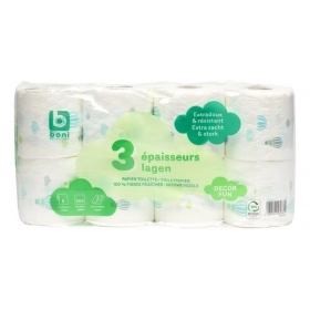 BONI Papier Toilette Décor 3 Épaisseurs, 8 Rouleaux pour Confort et Douceur au Quotidien