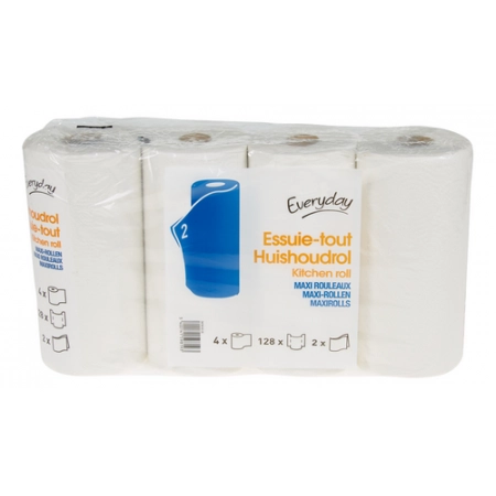 EVERYDAY Essuie-tout pour la cuisine, 2 épaisseur, 4 rouleaux