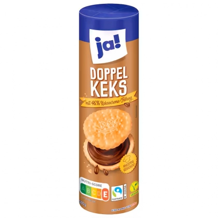 JA! biscuits doubles avec 46 % de crème au cacao 500g