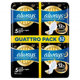 ALWAYS Extra Secure Night taille 5 - Pack 32 serviettes