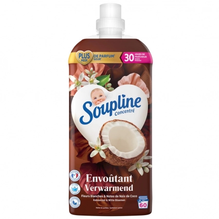 Soupline Adoucissant 60 doses Fleurs blanches & Coco 1,28L
