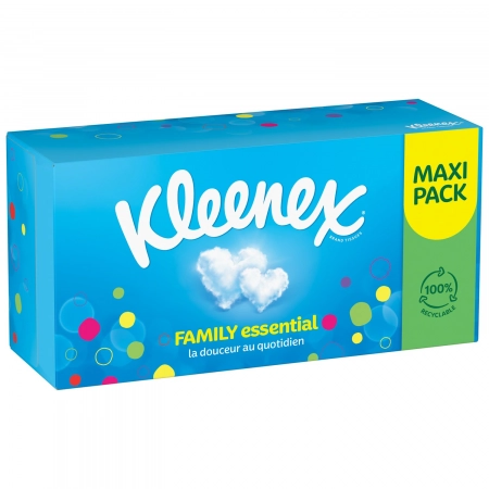 KLEENEX Mouchoirs Boîte Maxi-Pack Family 128 Mouchoirs