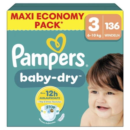 PAMPERS Baby-Dry Couches taille 3 (6-10kg) 136 couches