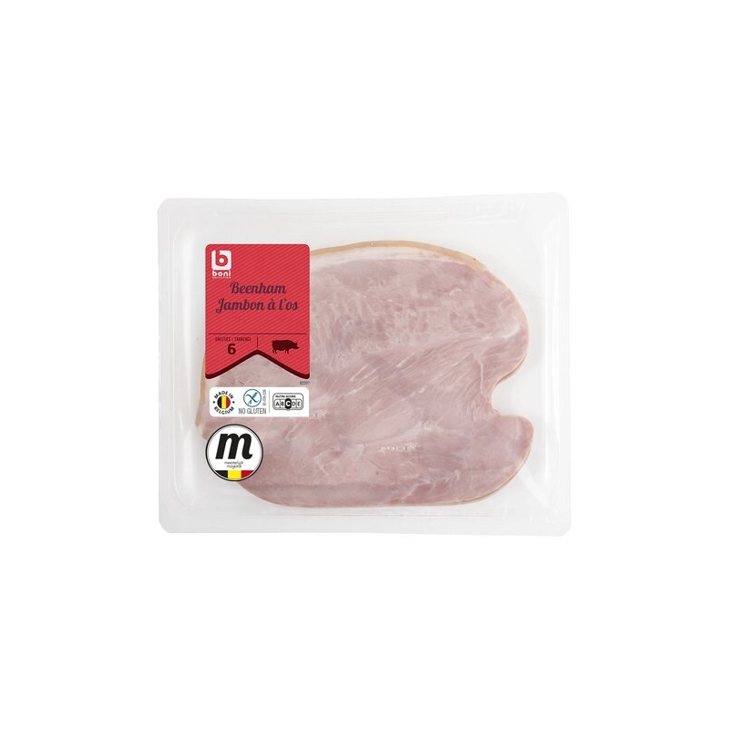BONI Cooked ham on the bone 6 slices 250g