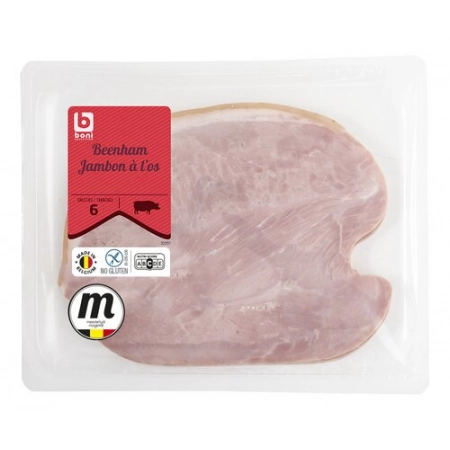 BONI Jambon à l'os cuit 6 tranches 250g