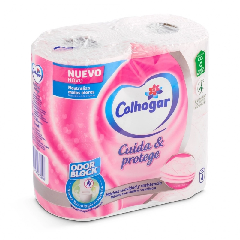 Colhogar Toilet Paper Cares & Protects 4 rolls, 3 thickness