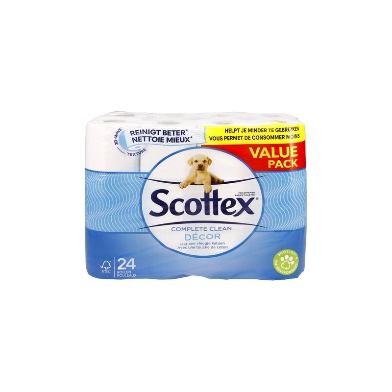 SCOTTEX Papier toilette décor 24 rouleaux, 2 épaisseur