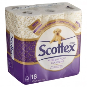 SCOTTEX Papier Toilette Coussiné 18 Rouleaux, 1 épaisseur