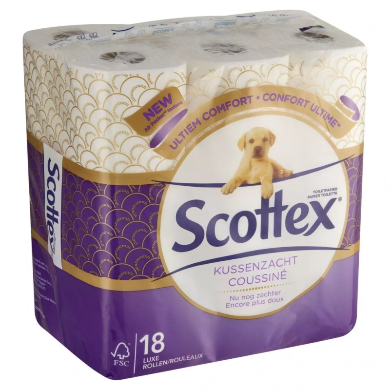 SCOTTEX Cushioned Toilet Paper 18 Rolls, 1 ply