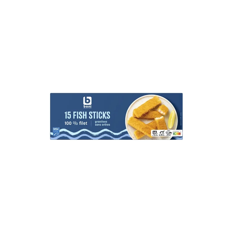 BONI Bâtonnets de poisson sans arêtes 15×30g