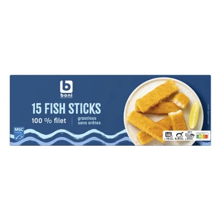 BONI Bâtonnets de poisson sans arêtes 15×30g