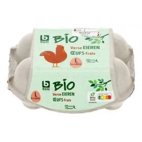 BONI Bio Oeufs de poules élevées en plein air L 6 pièces