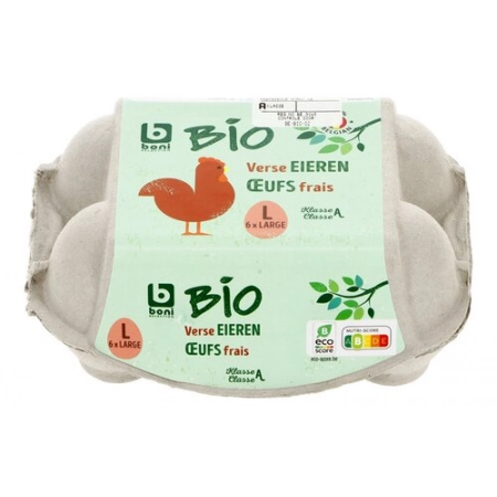BONI Bio Oeufs de poules élevées en plein air L 6 pièces