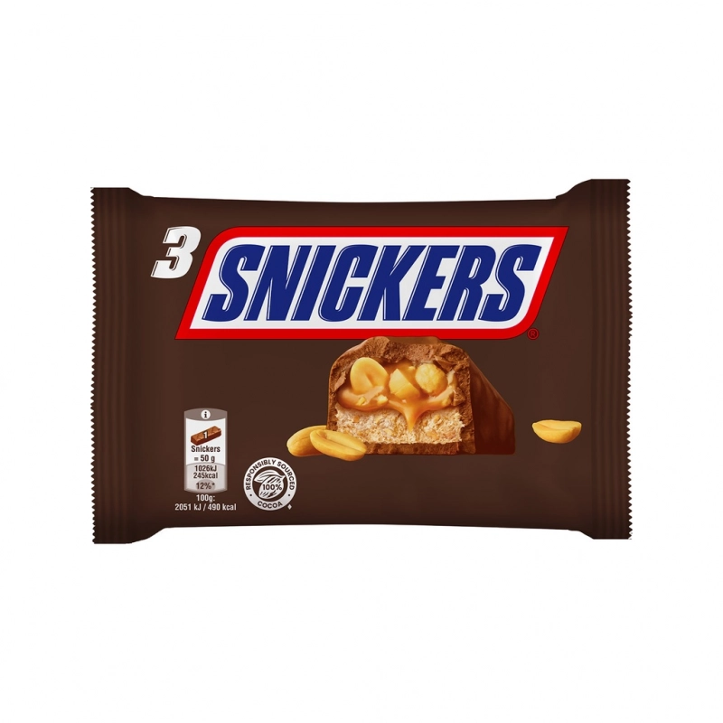 Snickers Chocolate Bars 3x50g