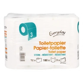 EVERYDAY Papier Toilette Résistant 3 épaisseur 12 rouleaux