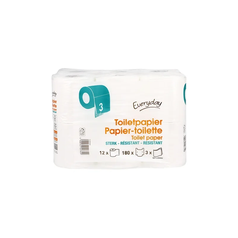 EVERYDAY Papier Toilette Résistant 3 épaisseur 12 rouleaux