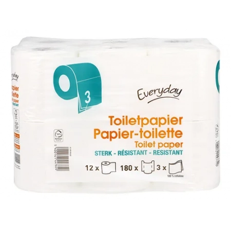 EVERYDAY Papier Toilette Résistant 3 épaisseur 12 rouleaux