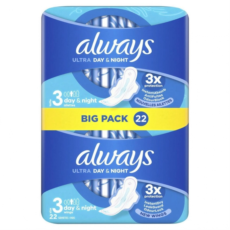 Always Sanitary Napkin with wings 22 pads size 3